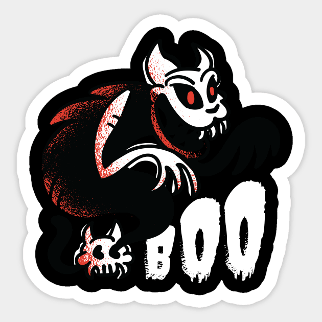 Boo Ghost Cat Sticker by LYNEXART